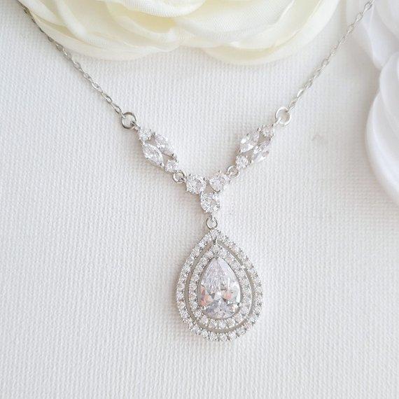 Rose gold Bridal Back Necklace -Joni