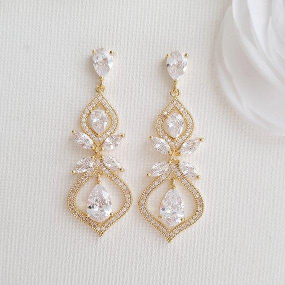 Teardrop Wedding Earrings for Brides Silver- Meghan - PoetryDesigns