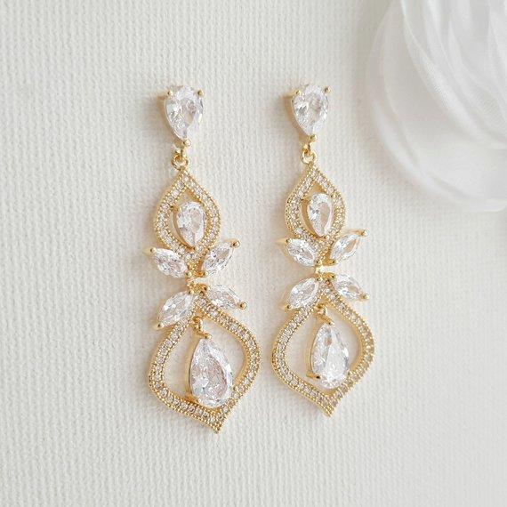 Wedding Earrings for Brides Rose Gold- Meghan - PoetryDesigns