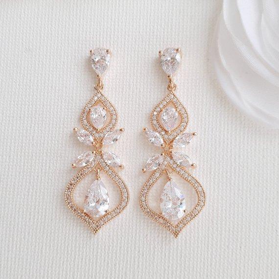 Teardrop Wedding Earrings for Brides Silver- Meghan - PoetryDesigns