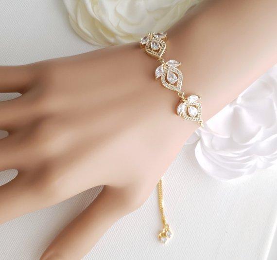 Crystal Bridal Bracelet -Meghan - PoetryDesigns