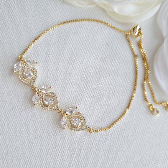 Crystal Bridal Bracelet -Meghan - PoetryDesigns