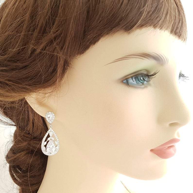 Bridal Drop Earrings-Esther - PoetryDesigns