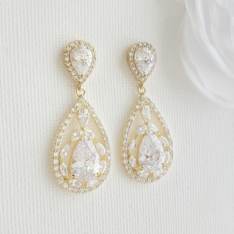 Bridal Drop Earrings-Esther - PoetryDesigns