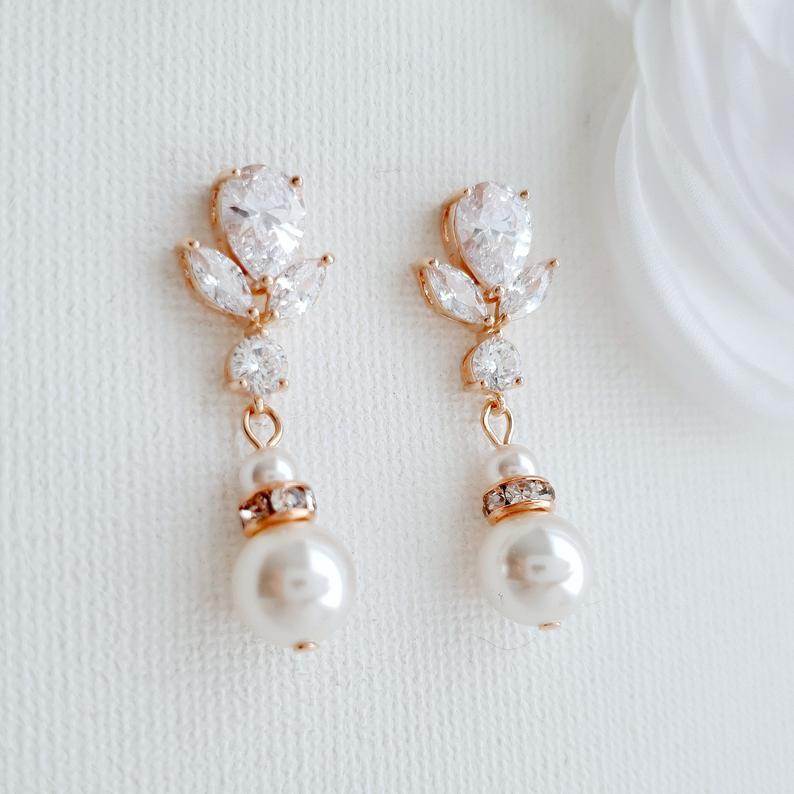 Pearl Bridal Earrings Silver- Nicole