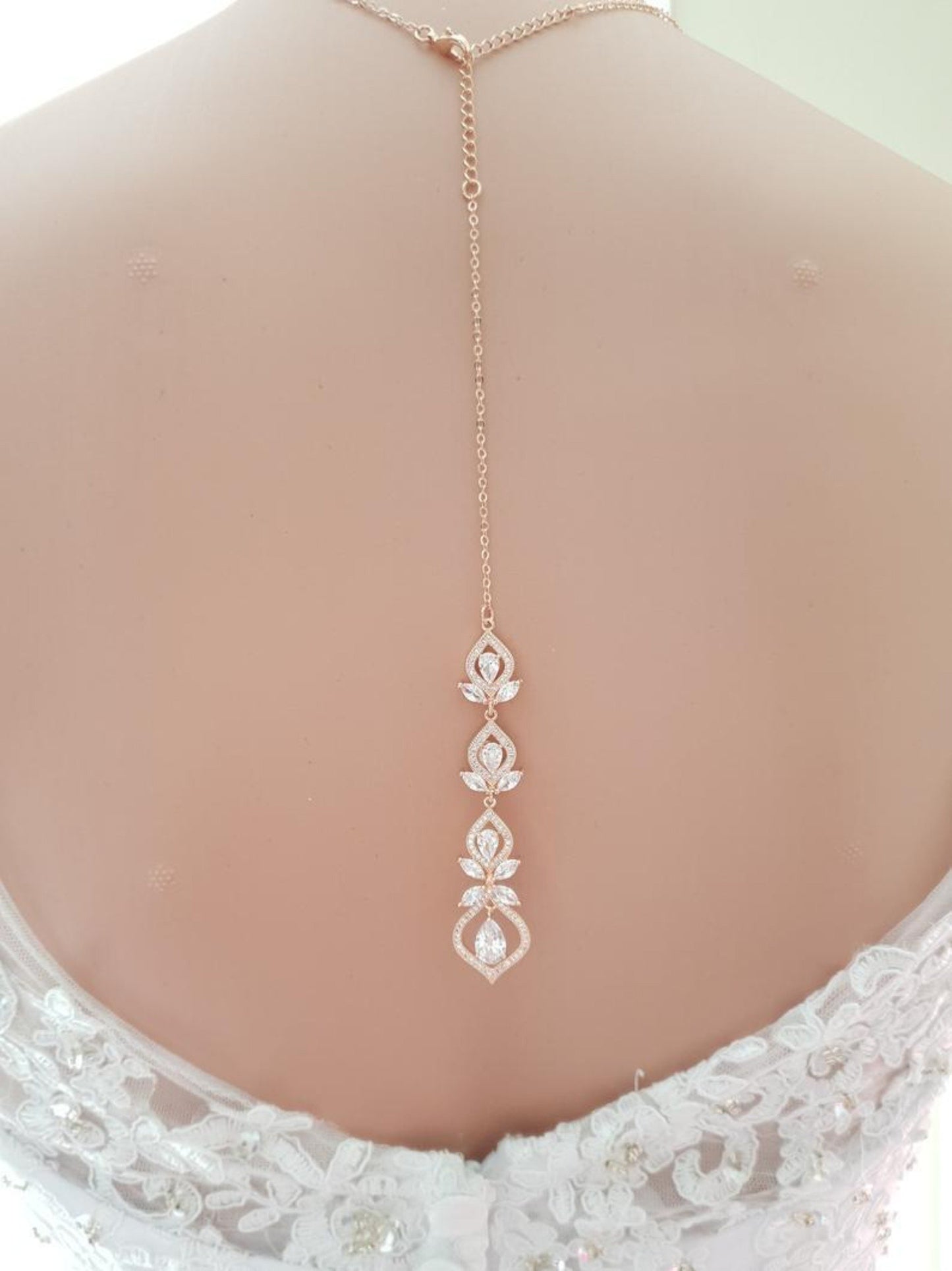 Crystal Gold Wedding Necklace & Back Jewelry-Meghan - PoetryDesigns