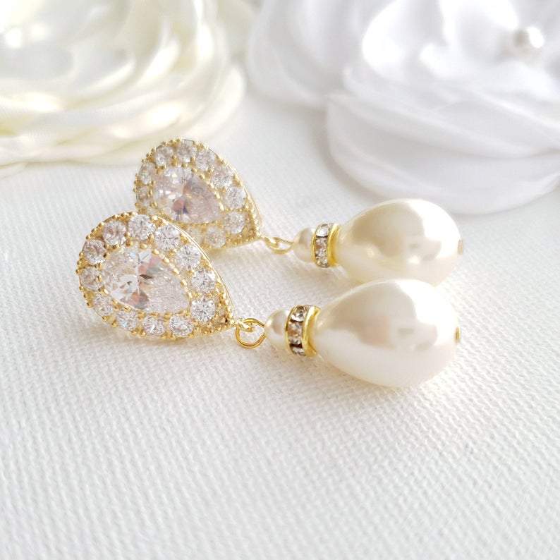 Pearl Drop Earrings- Penelope - PoetryDesigns