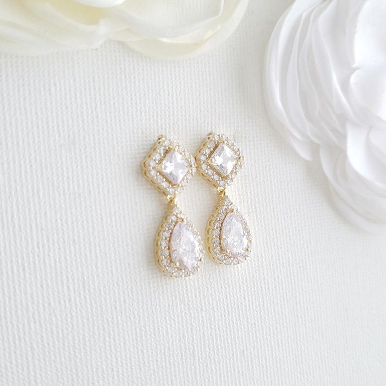 Rose Gold Bridesmaids Earrings- Kala - PoetryDesigns