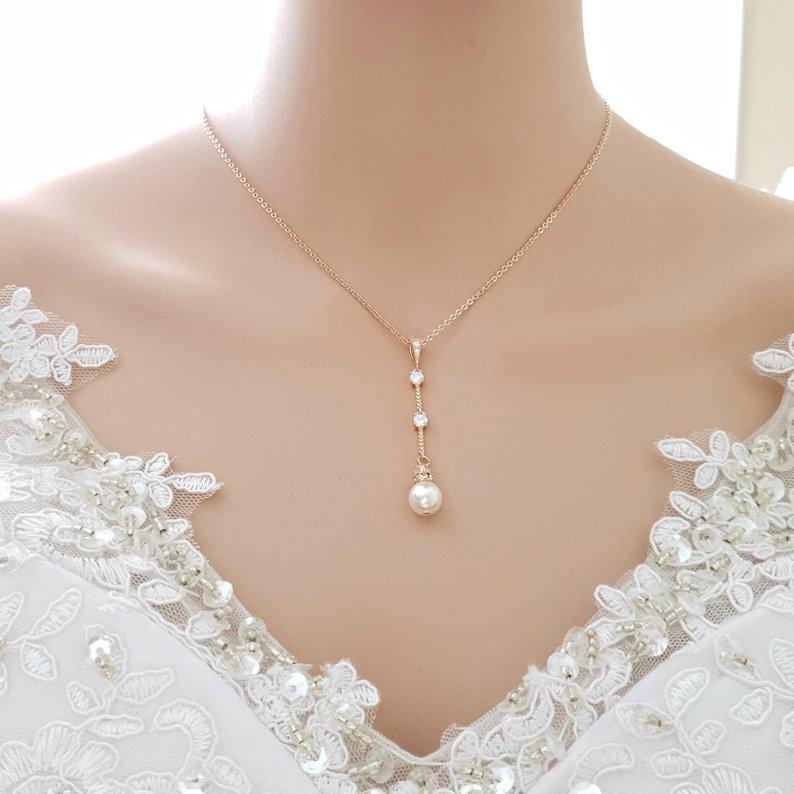 Rose Gold Backdrop Wedding Necklace-Ginger - PoetryDesigns