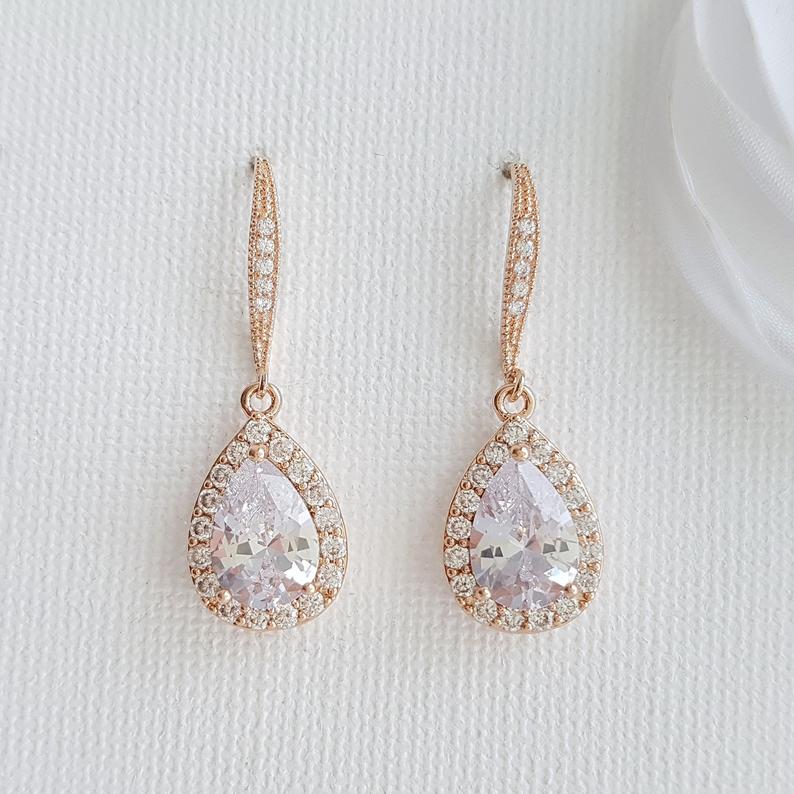 Rose Gold Dangle Earrings and Necklace Set-Emma