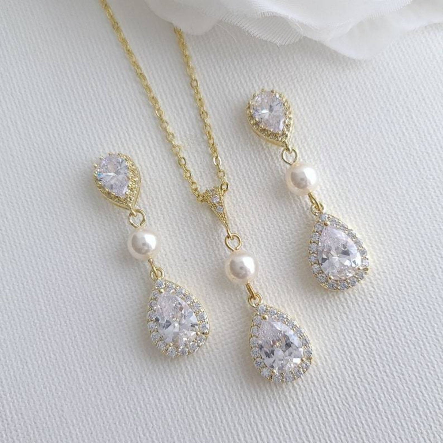 Jewelry Set in Rose Gold for Weddings- Emma