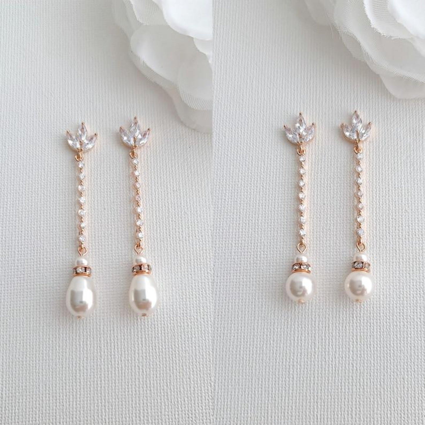 Long Pearl Drop Earrings and Necklace Set- Jodi