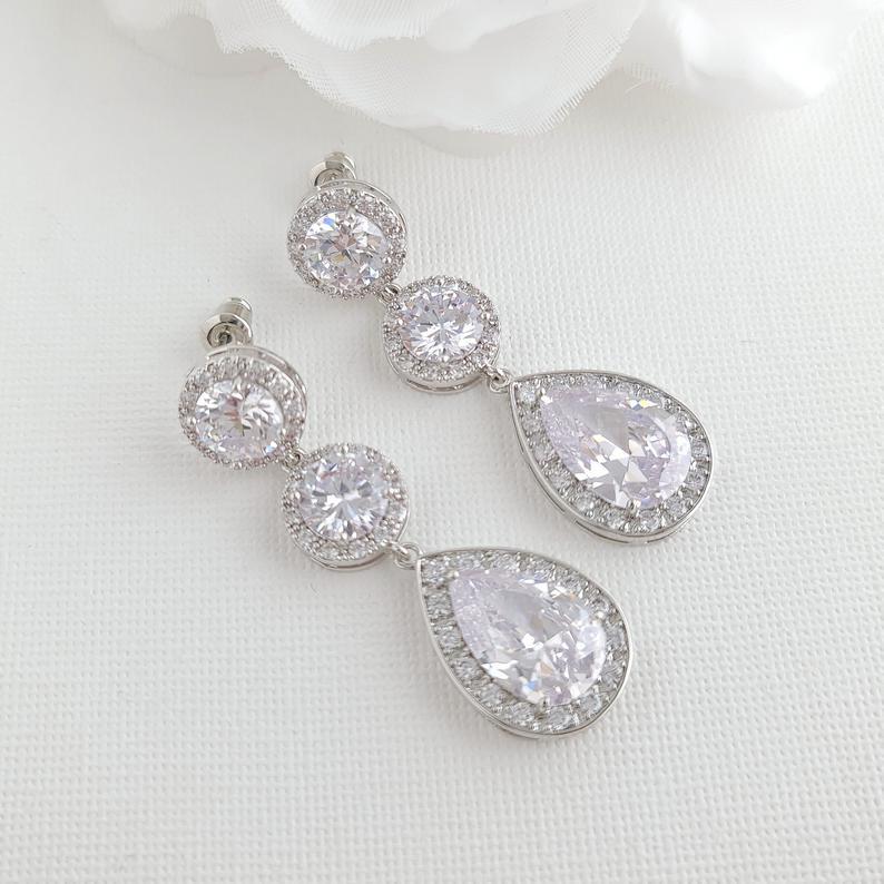 Aretes de oro rosa con circonitas cúbicas-Evita