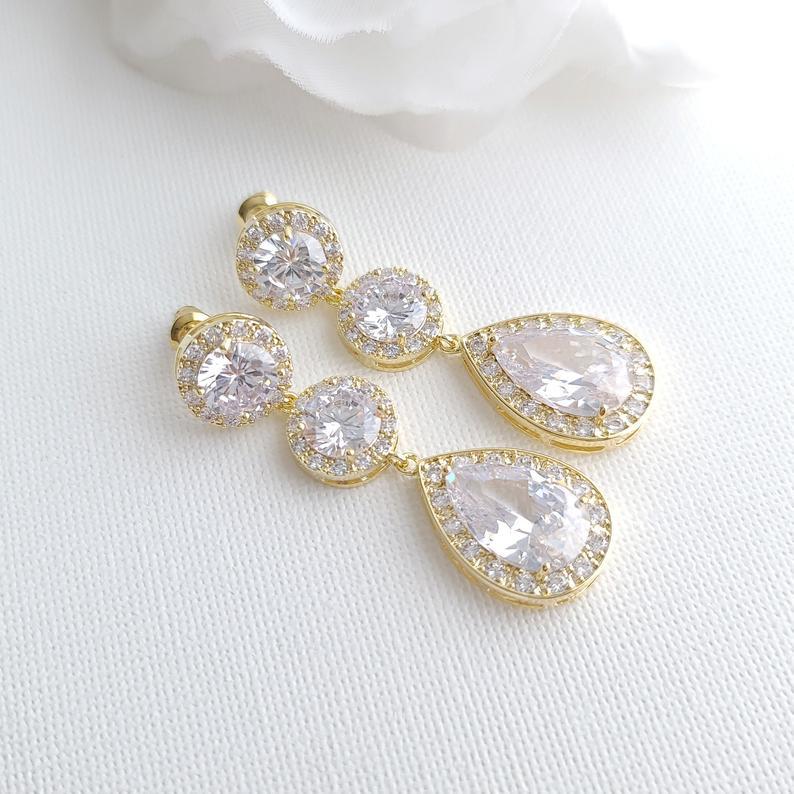 Aretes de oro rosa con circonitas cúbicas-Evita