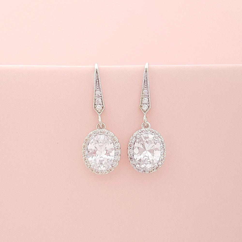 Small Dangle Earrings with Oval Drops-Emily