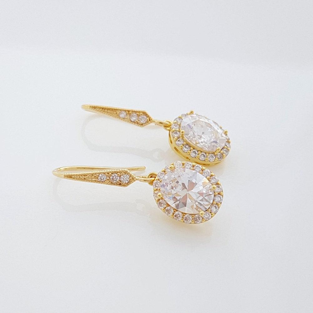 14k gold dangle earrings for Brides and bridesmaids