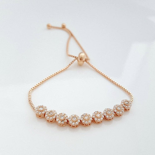 Bracelet de mariée en or rose, bracelet bracelet, bijoux de mariage, or, bracelet de mariée en cristal, bracelet coulissant réglable, bracelet Reagan