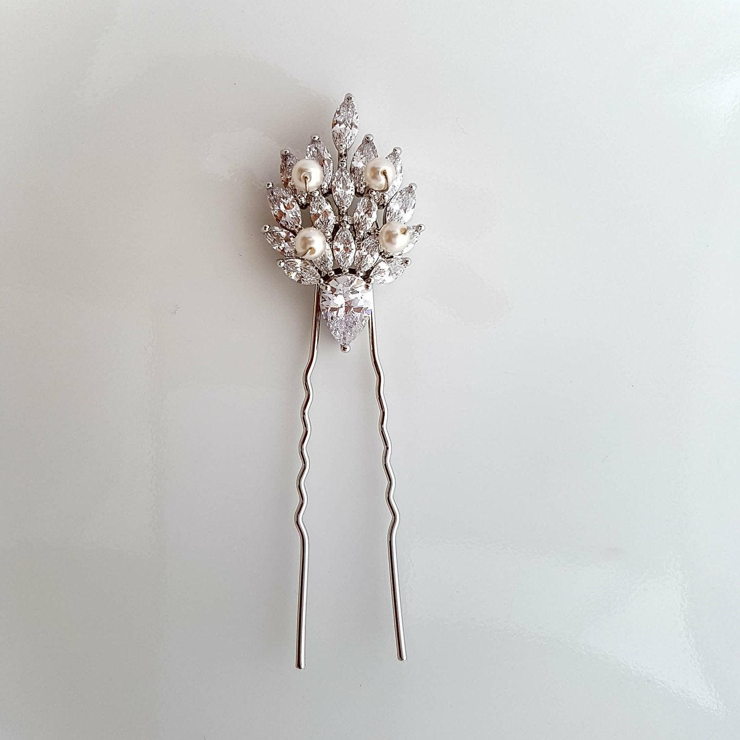 Wedding Hair Pins, Crystal Bridal Hair pins, Rose Gold Hair Pins, Bridal Hair Accesories, Cubic Zirconia, Wedding U Pins, Abby - PoetryDesigns