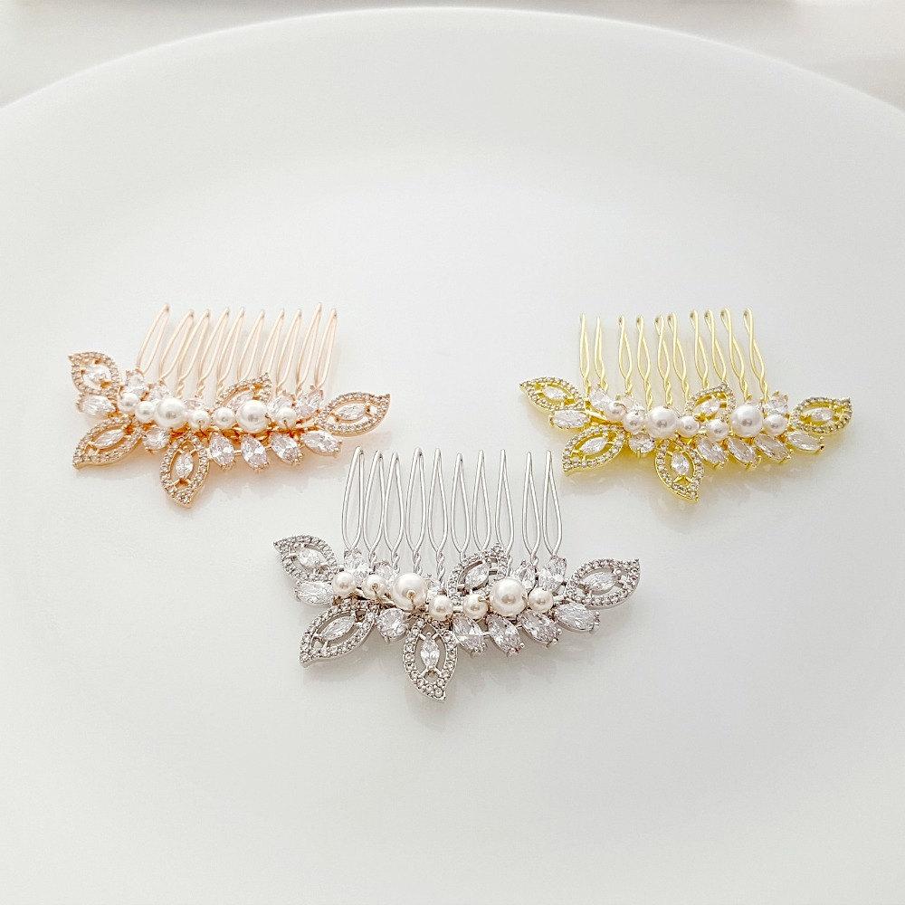 Rose Gold Wedding Hair Comb-Kerry - PoetryDesigns