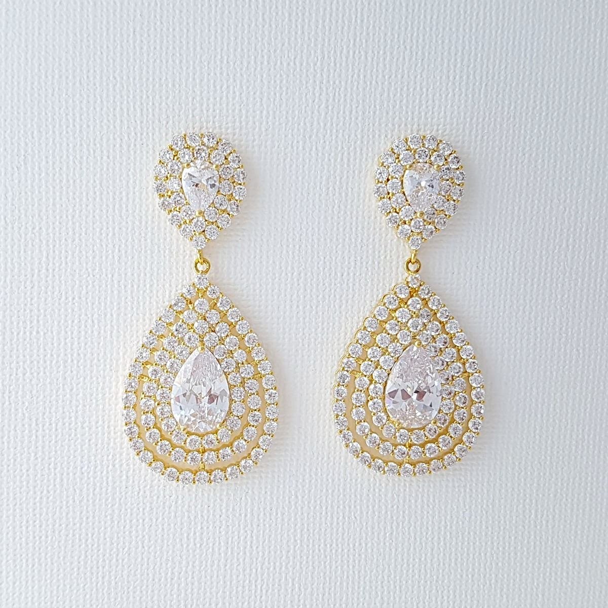 14K big gold earrings for wedding- Poetry Designs