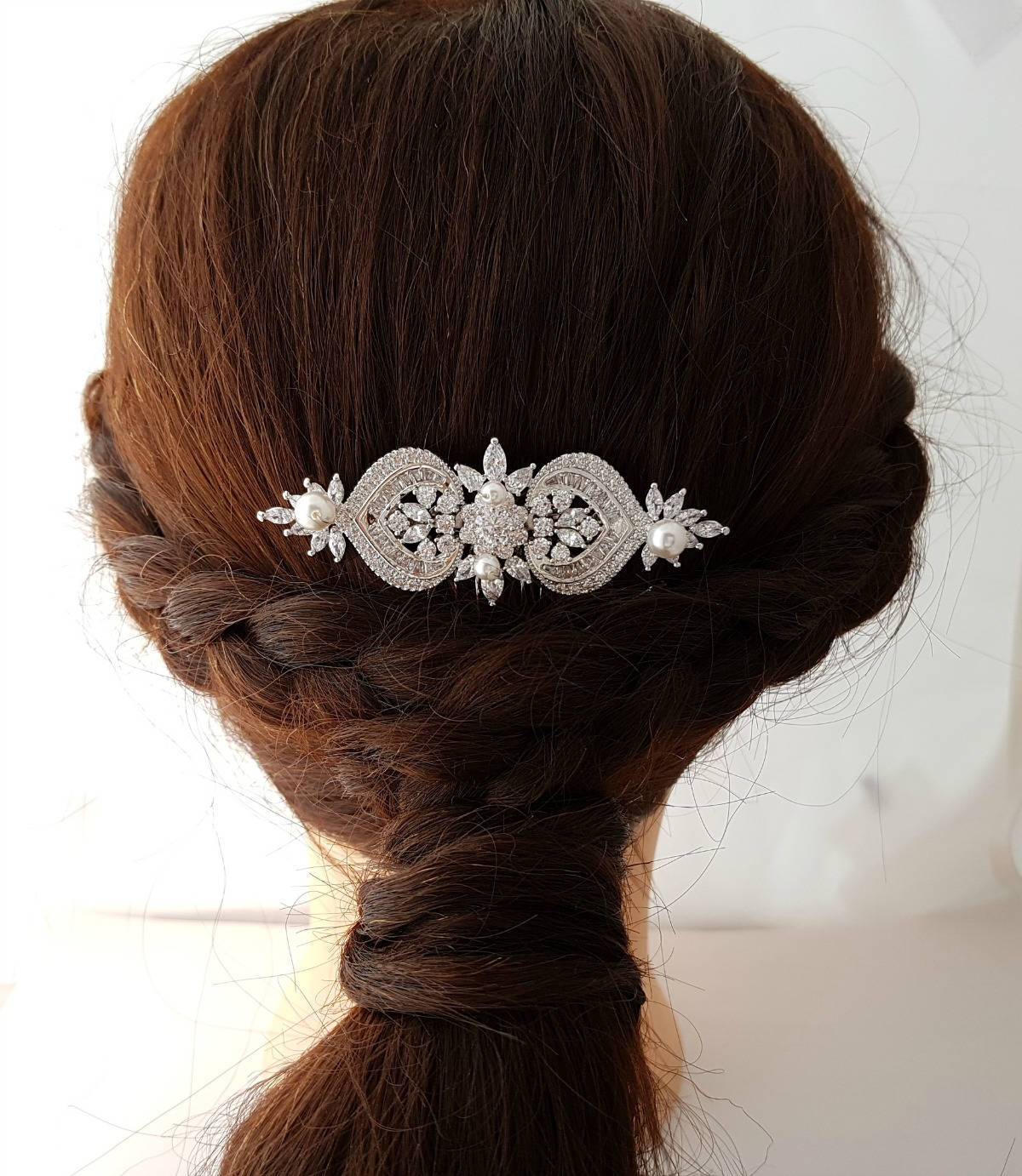 Rose Gold Bridal Hair Comb, Wedding Hair Comb, Pearl Bridal Hair Piece, Crystal, Gold,Swarovski Pearls, Bride Hair Jewelry, Rosa - PoetryDesigns