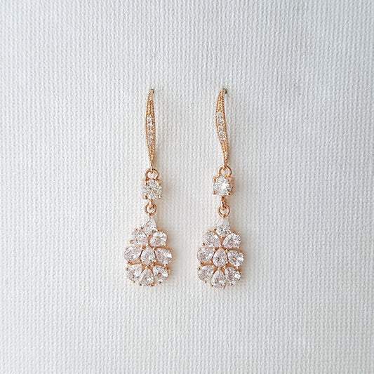 Teardrop Dangle Earrings in Rose Gold- Julia