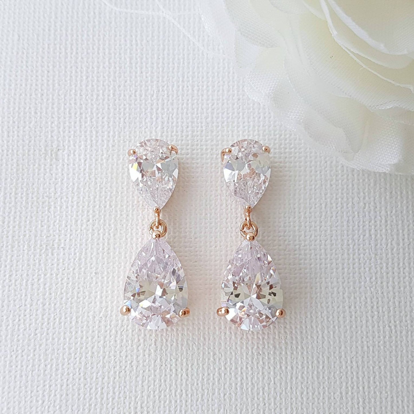 Diamante Drop Earrings-Clara - PoetryDesigns