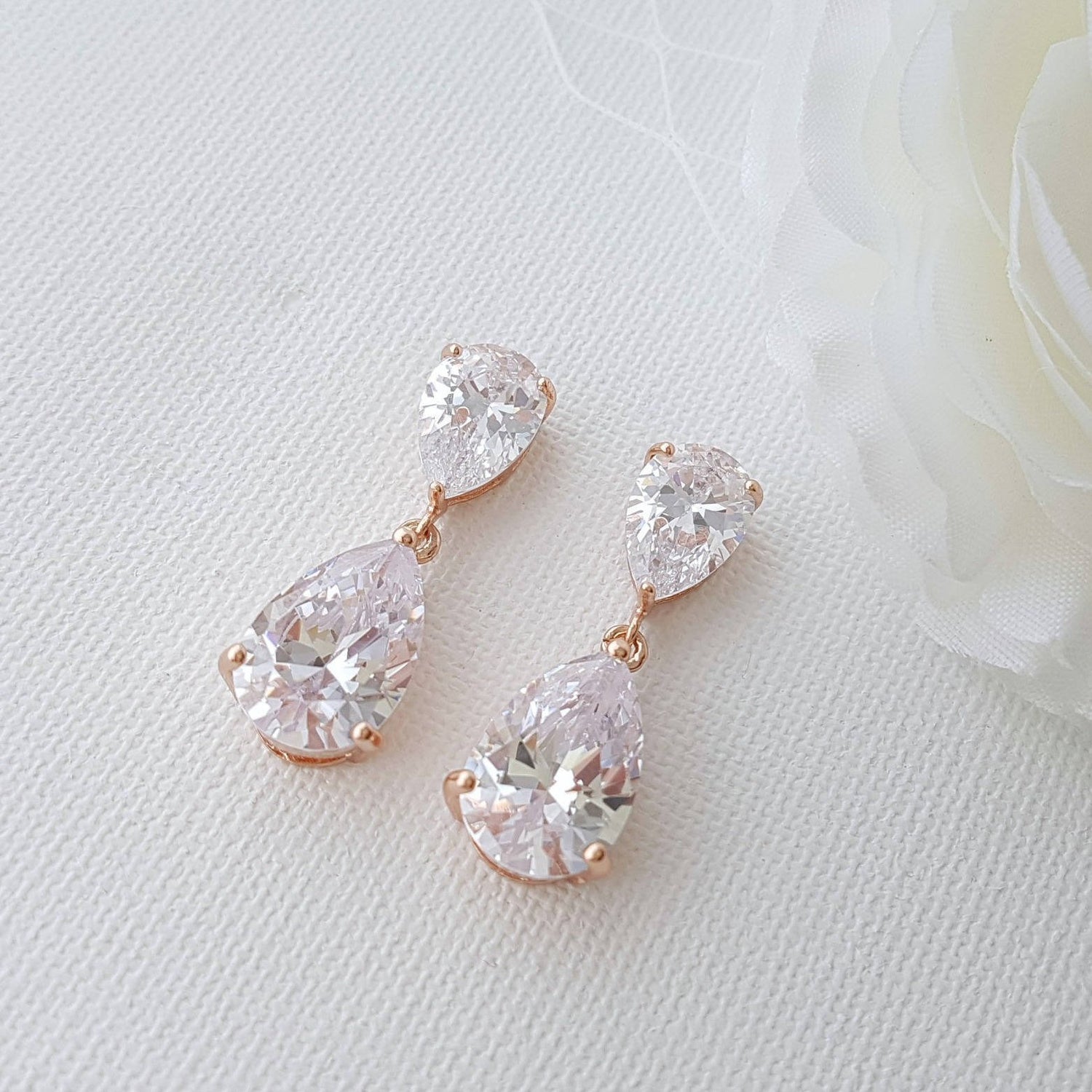 Diamante Drop Earrings-Clara - PoetryDesigns