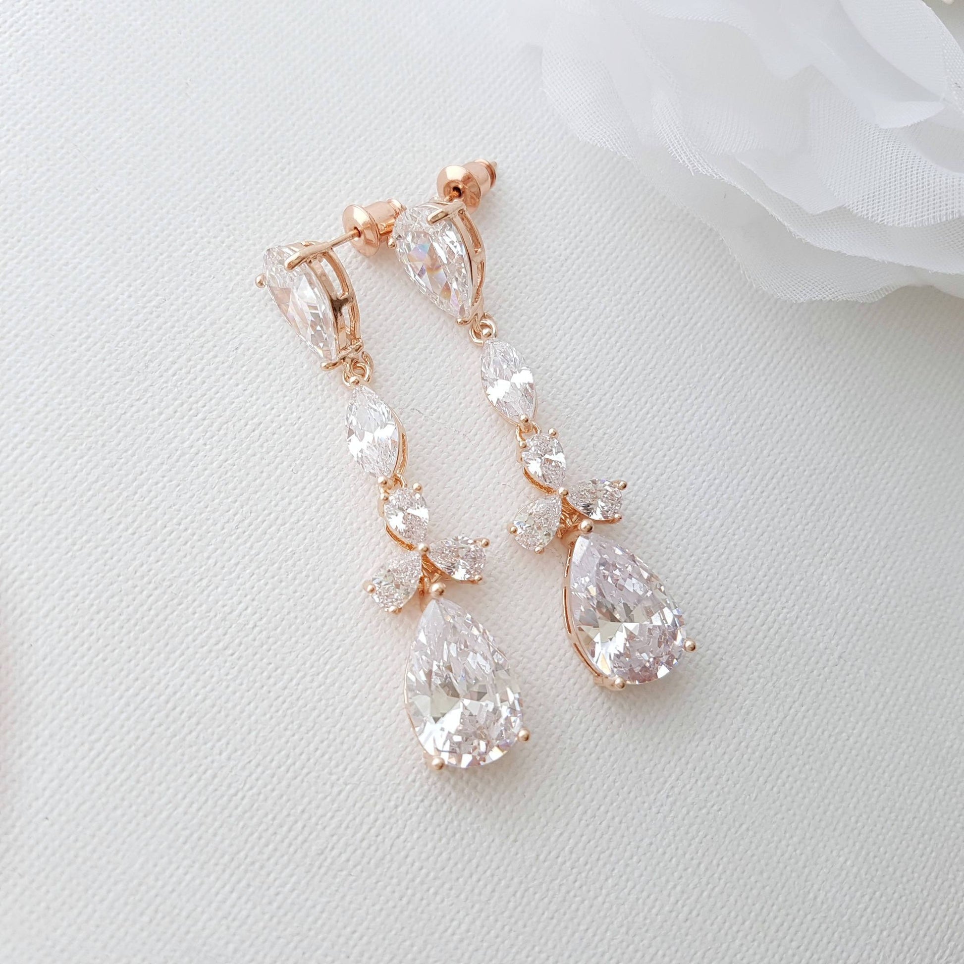 Rose gold plated drop earrings