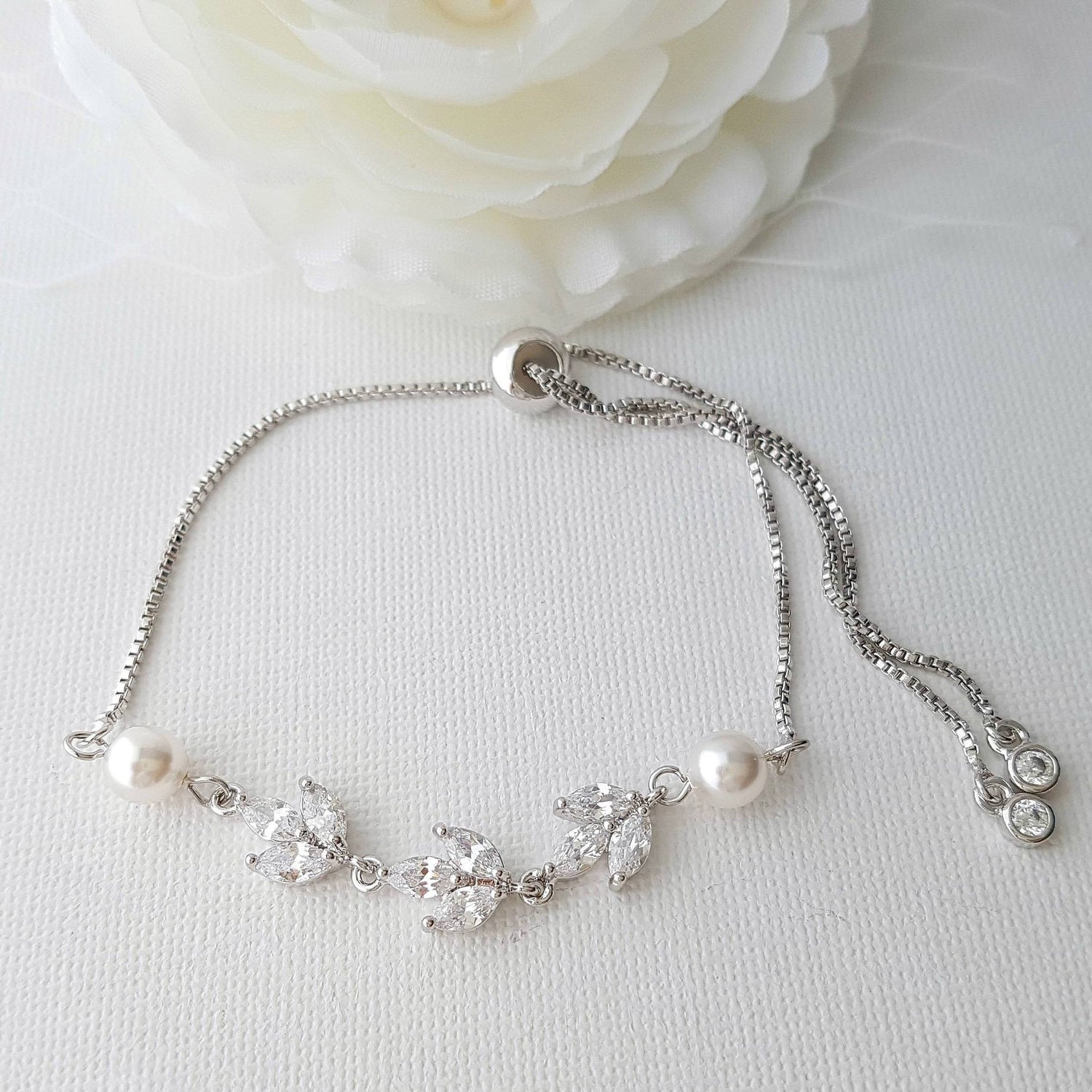 Adjustable Marquise Crystal Bridal Bracelet for Weddings, Formal, Prom-Leila - PoetryDesigns