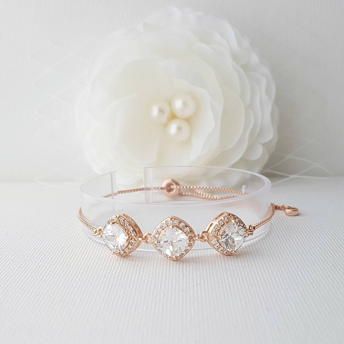 Rose Gold Slider Clasp Rhombus Bracelet-Celia - PoetryDesigns
