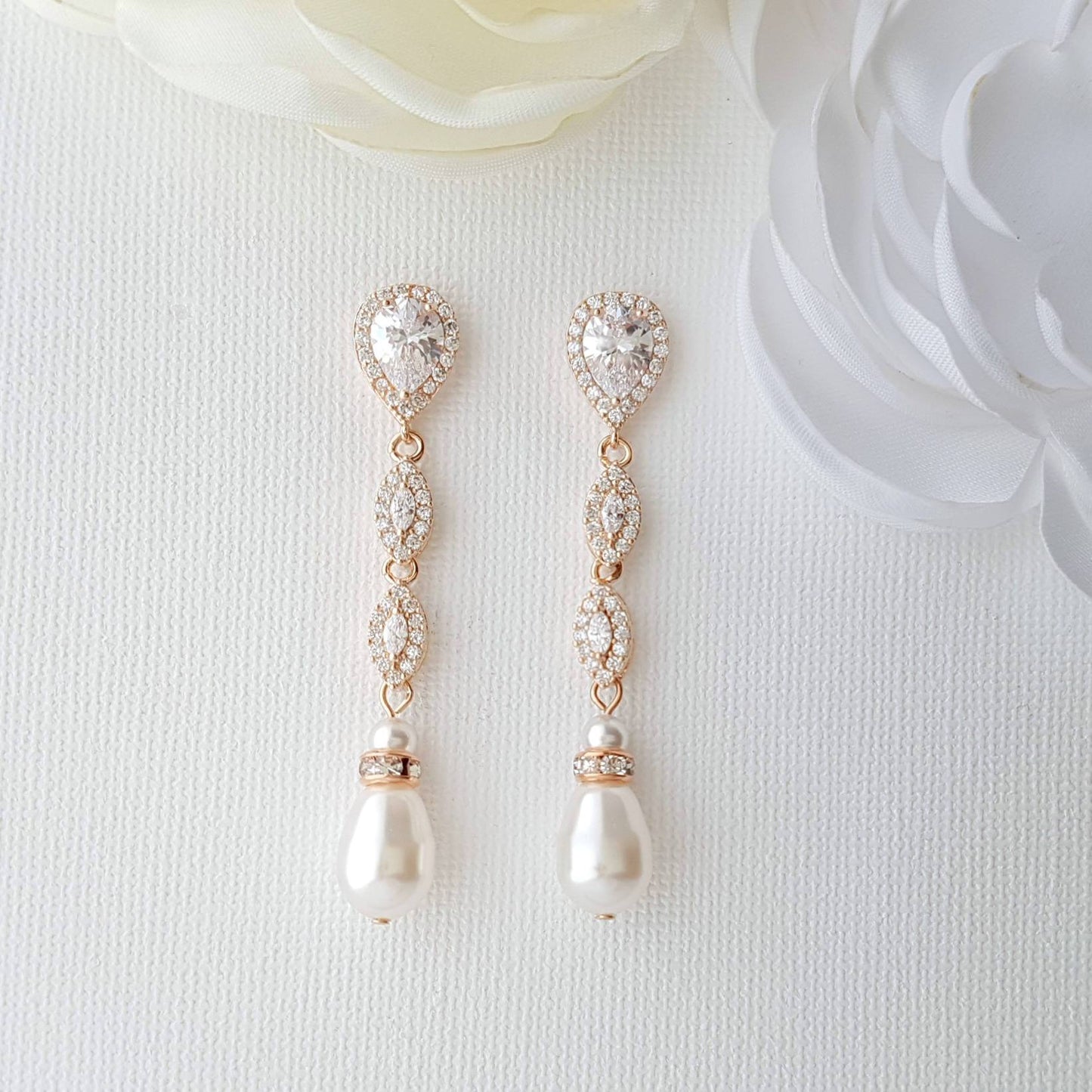 Gold Clip On Bridal Earrings-Abby - PoetryDesigns