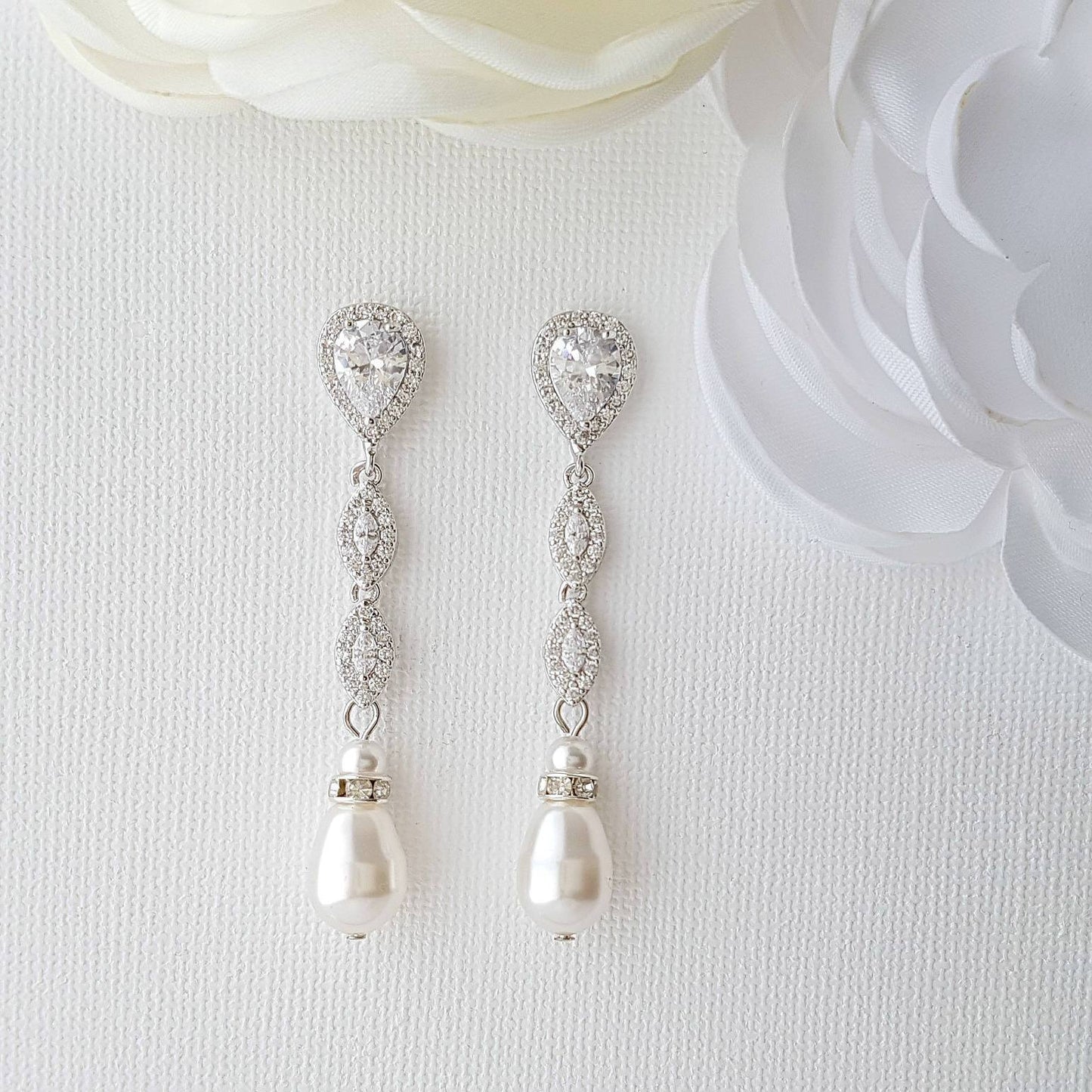 Gold Clip On Bridal Earrings-Abby - PoetryDesigns