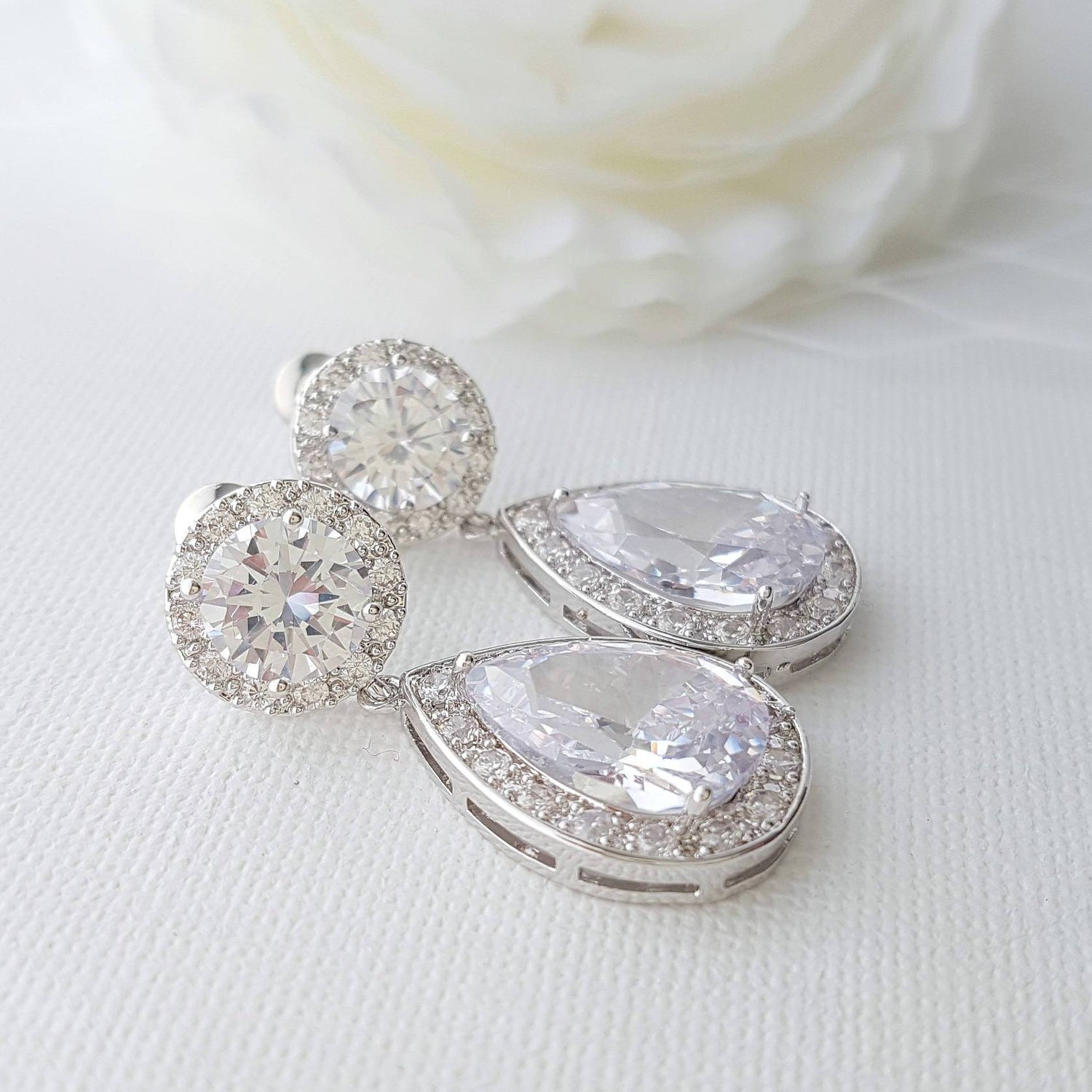silver crystal drop earrings Formal Wear