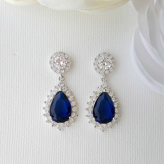 Blue Stone Earrings in Cubic Zirconia Earrings