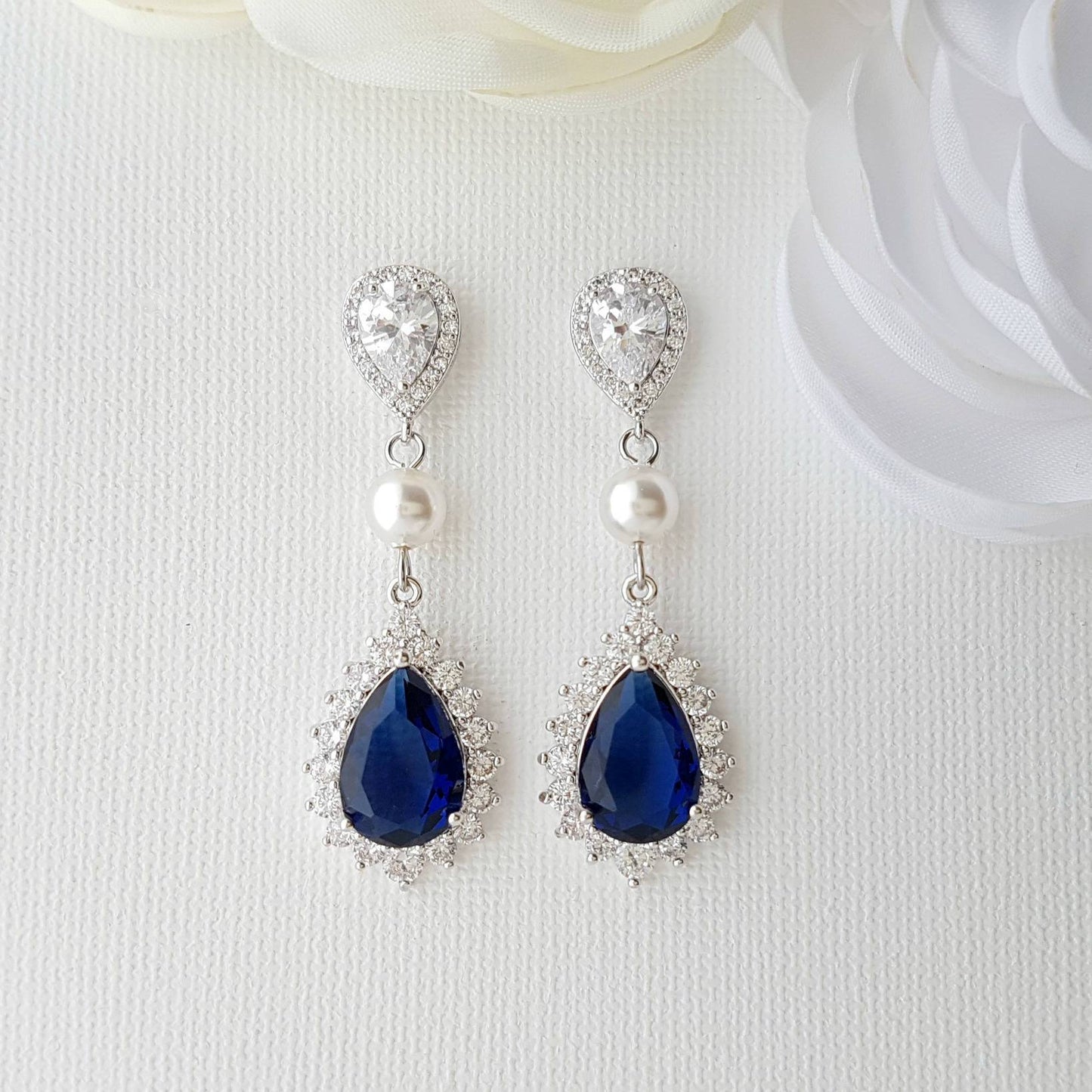 Blue and Silver Drop Earrings