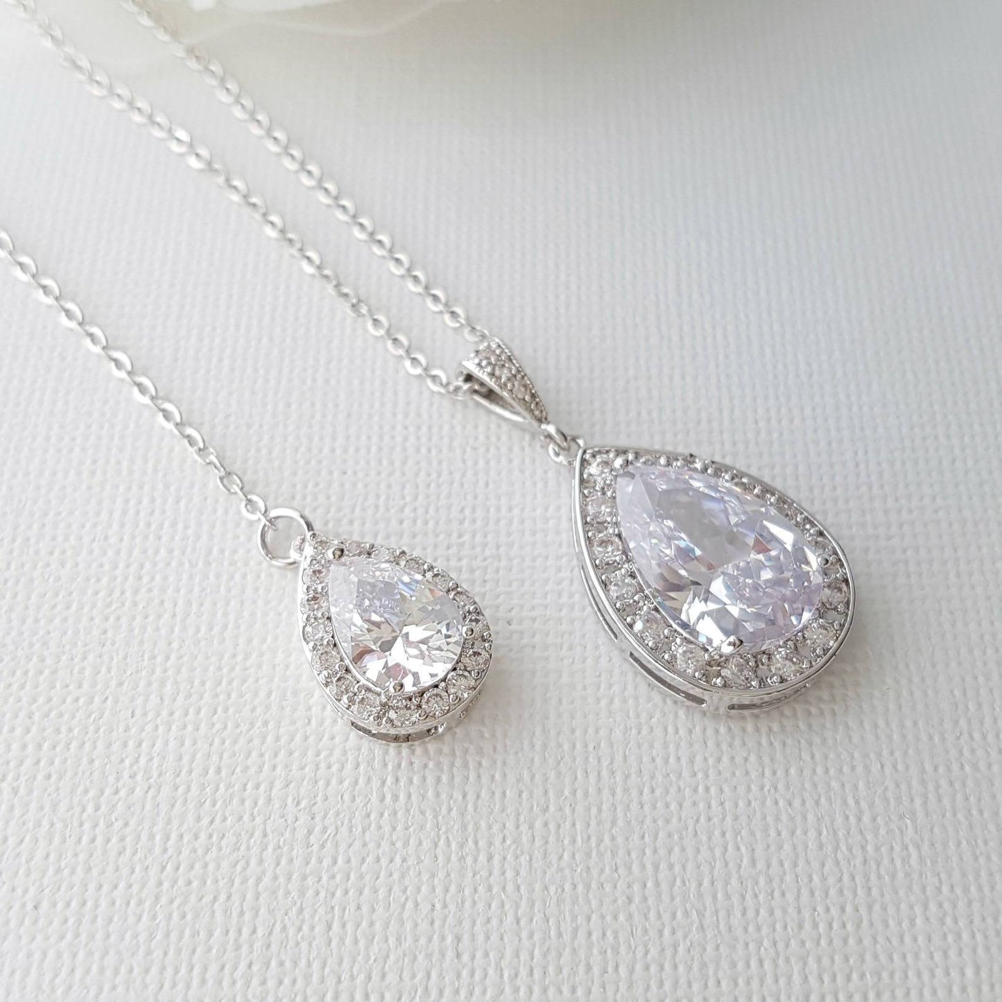 Simple Wedding Back Necklace, Crystal Backdrop Bridal Necklace, Crystal Drop Necklace, Bridesmaid Necklace Gift, Bridal Jewelry, Evelyn - PoetryDesigns