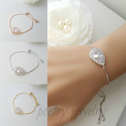 Simple Gold Wedding Bracelet for Both Brides & Bridesmaids- Evelyn - PoetryDesigns