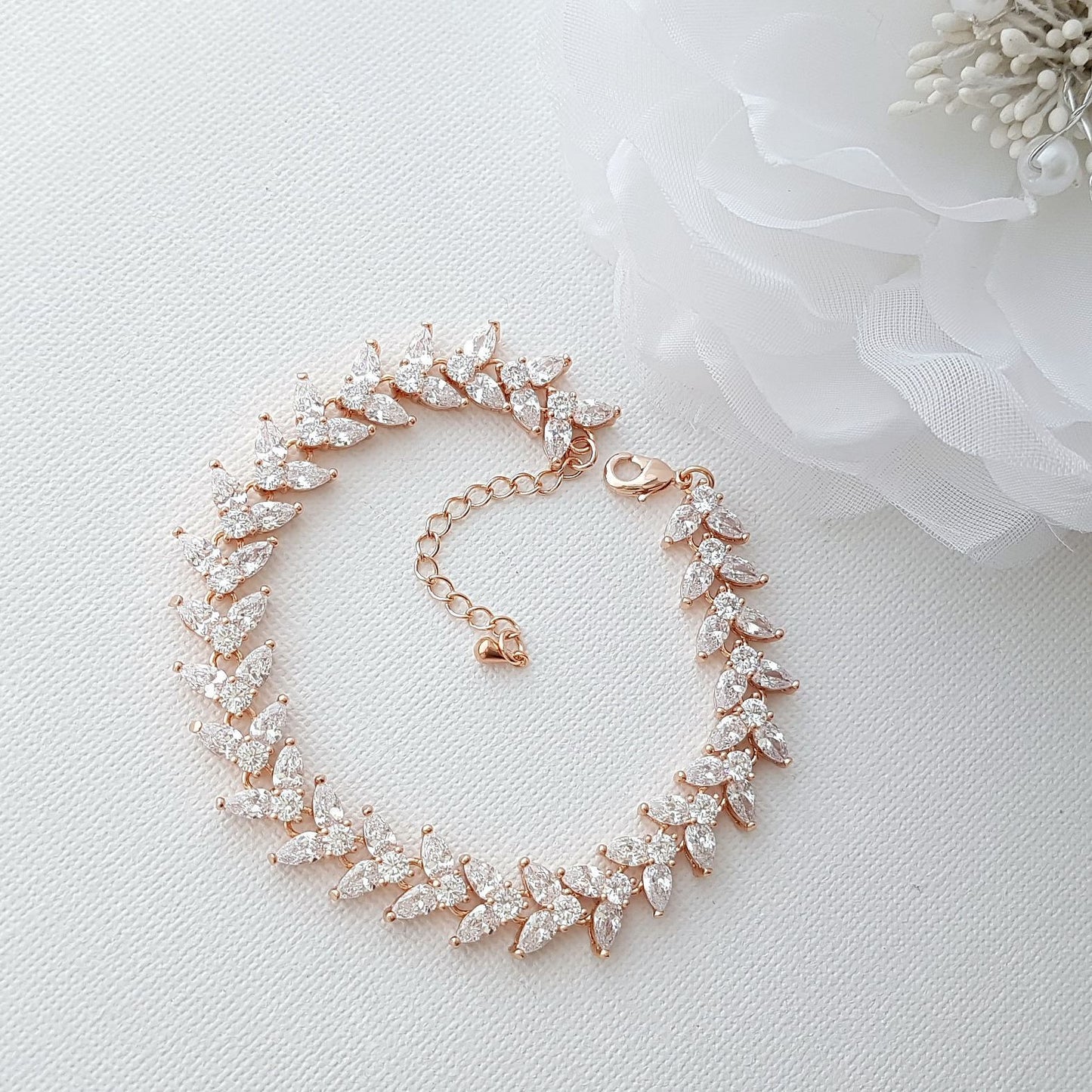 Bridal Bracelet, Wedding Bracelet, Cubic Zirconia Bracelet, Marquise Bracelet, Rose Gold Bracelet, Gold Bracelet, Wedding Jewelry, Katie - PoetryDesigns