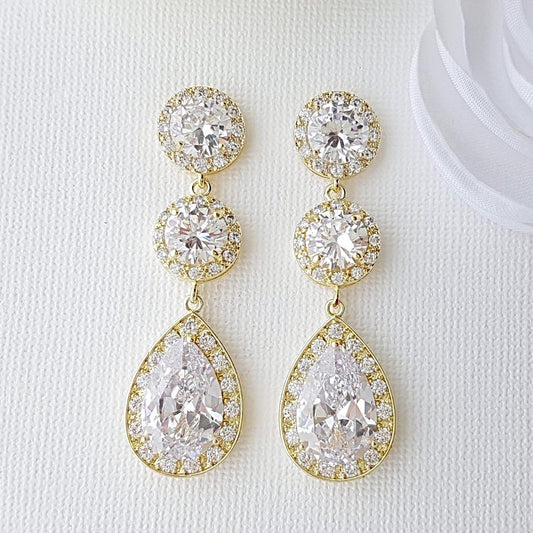 Cubic Zirconia Gold Earrings