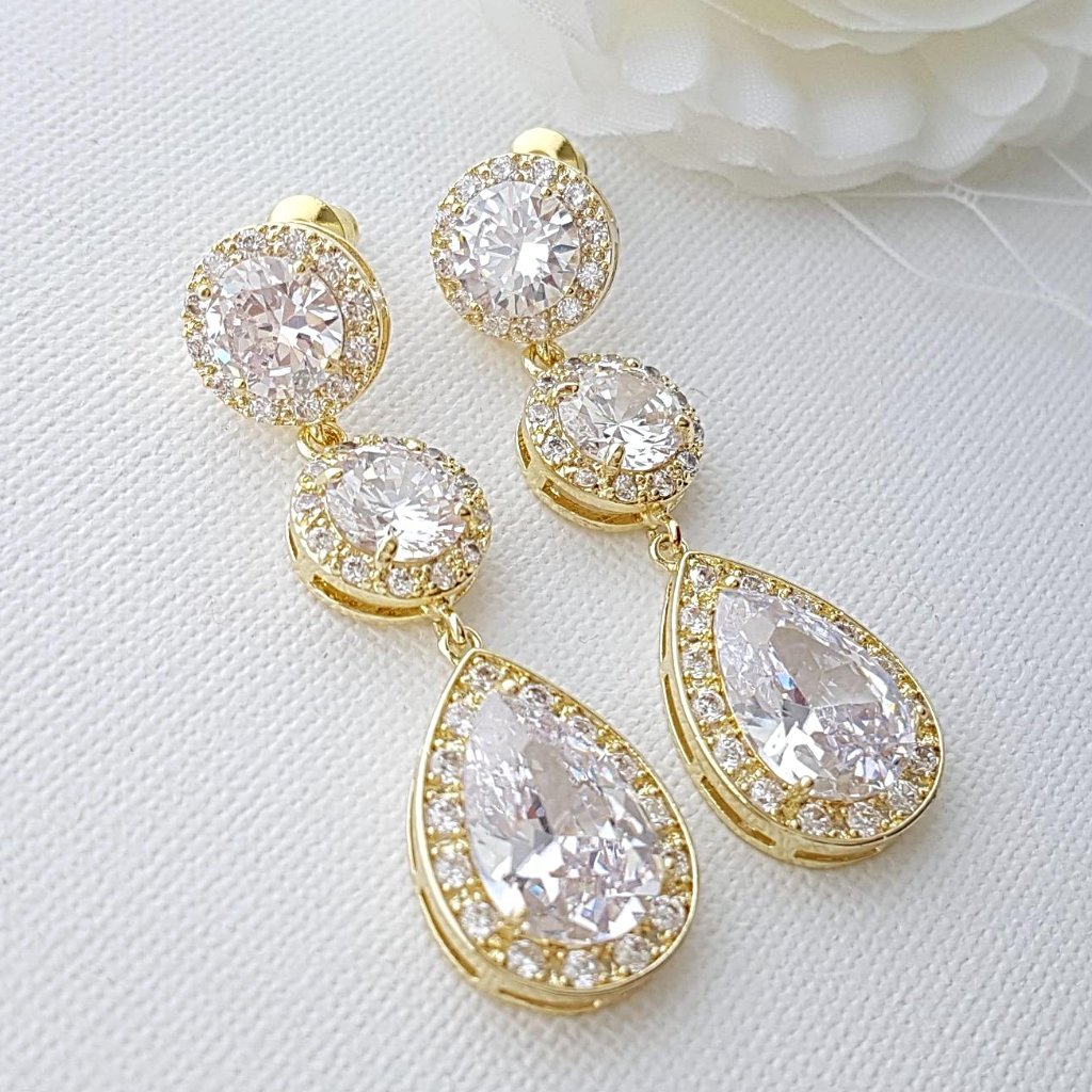 Sparkly Gold Bridal Earrings