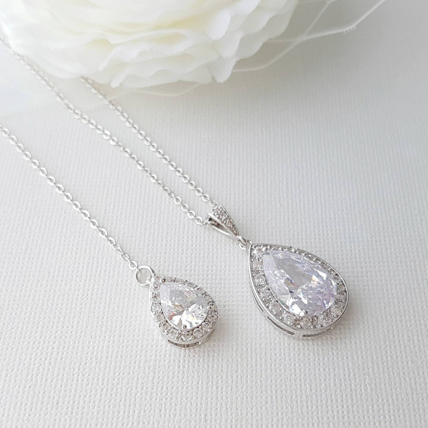 Simple Wedding Back Necklace, Crystal Backdrop Bridal Necklace, Crystal Drop Necklace, Bridesmaid Necklace Gift, Bridal Jewelry, Evelyn - PoetryDesigns