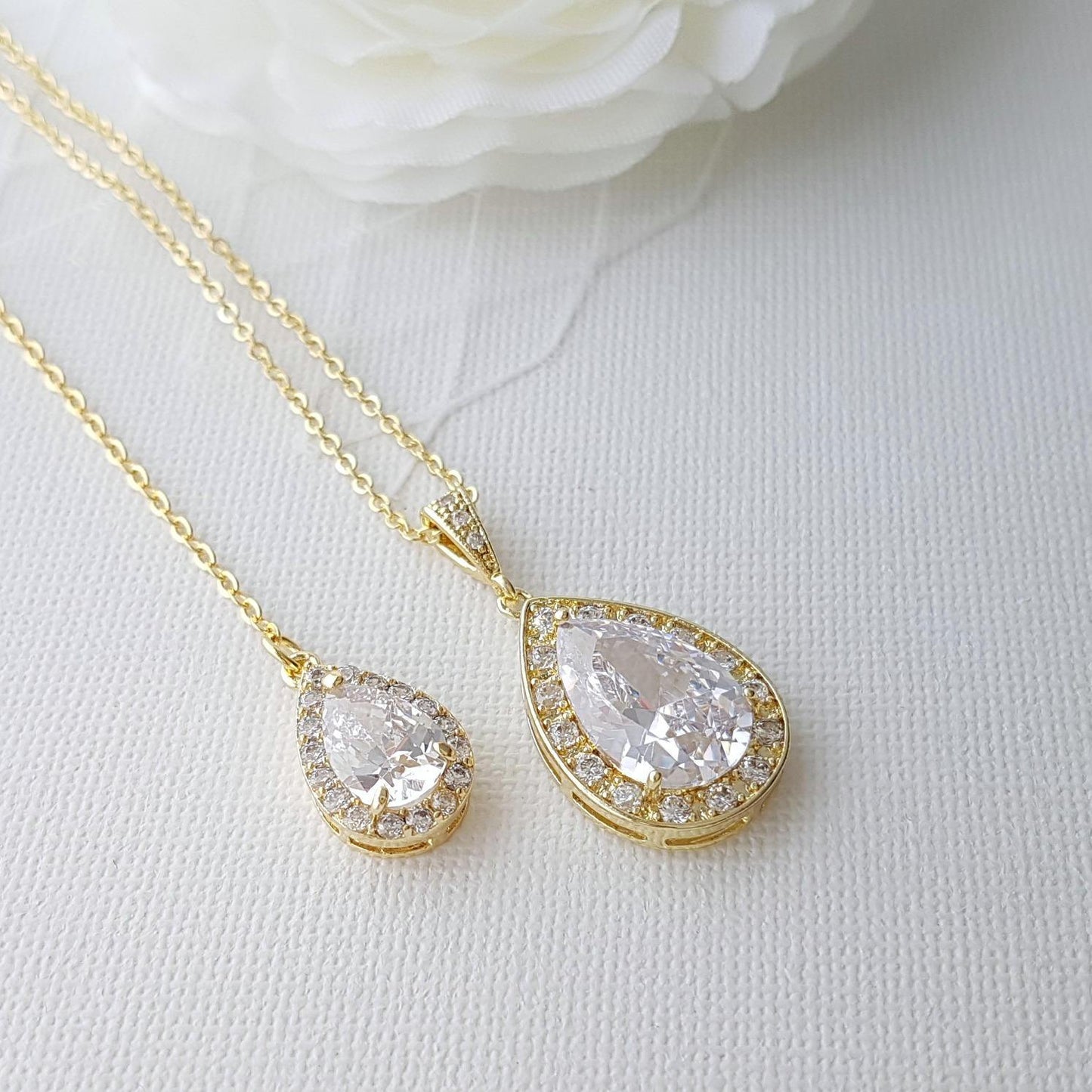 Simple Wedding Back Necklace, Crystal Backdrop Bridal Necklace, Crystal Drop Necklace, Bridesmaid Necklace Gift, Bridal Jewelry, Evelyn - PoetryDesigns