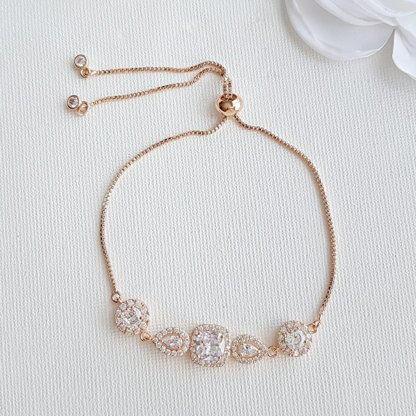 Gold & Crystal Bridal Bracelet- Gianna - PoetryDesigns