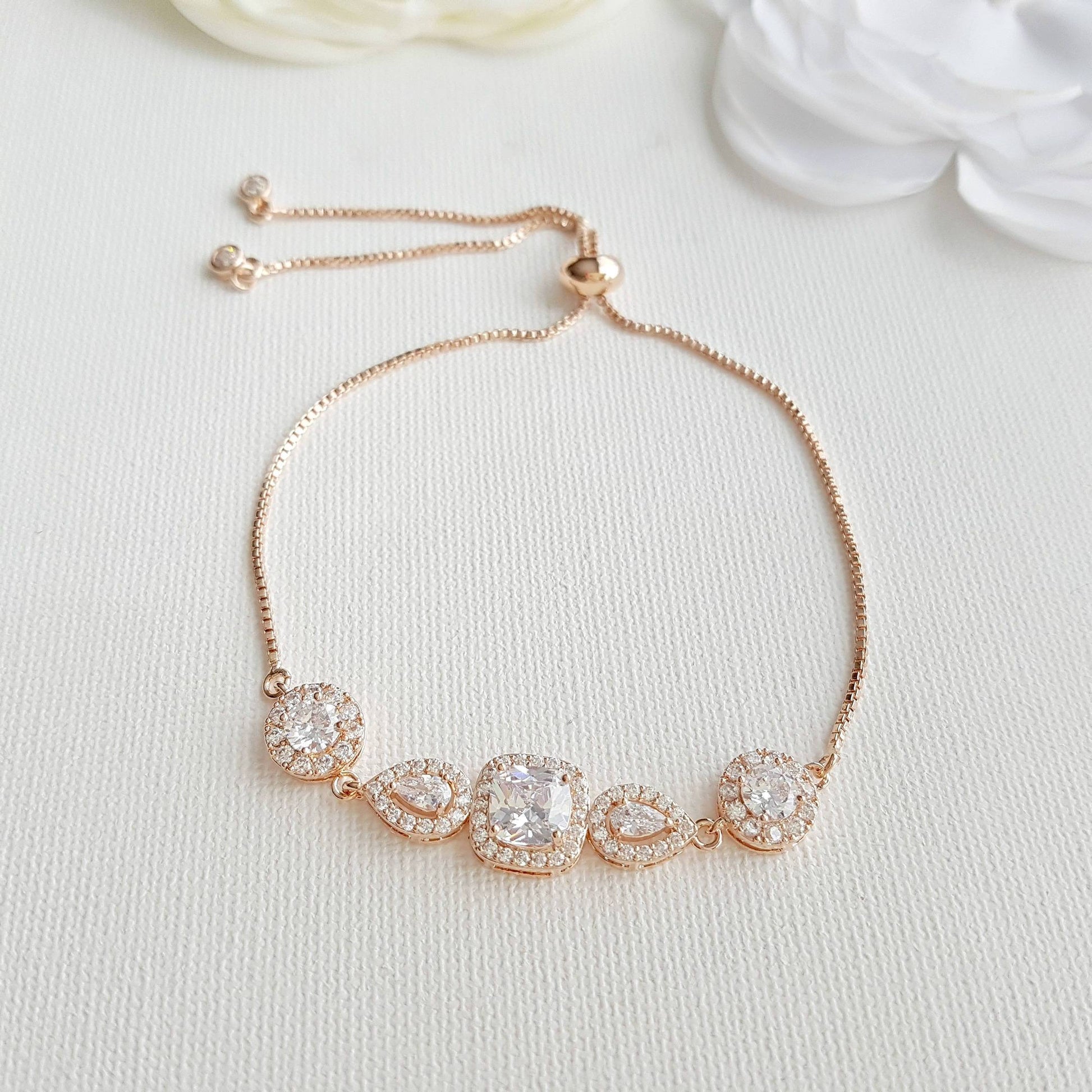 Rose Gold Wedding Bracelets- Gianna - PoetryDesigns