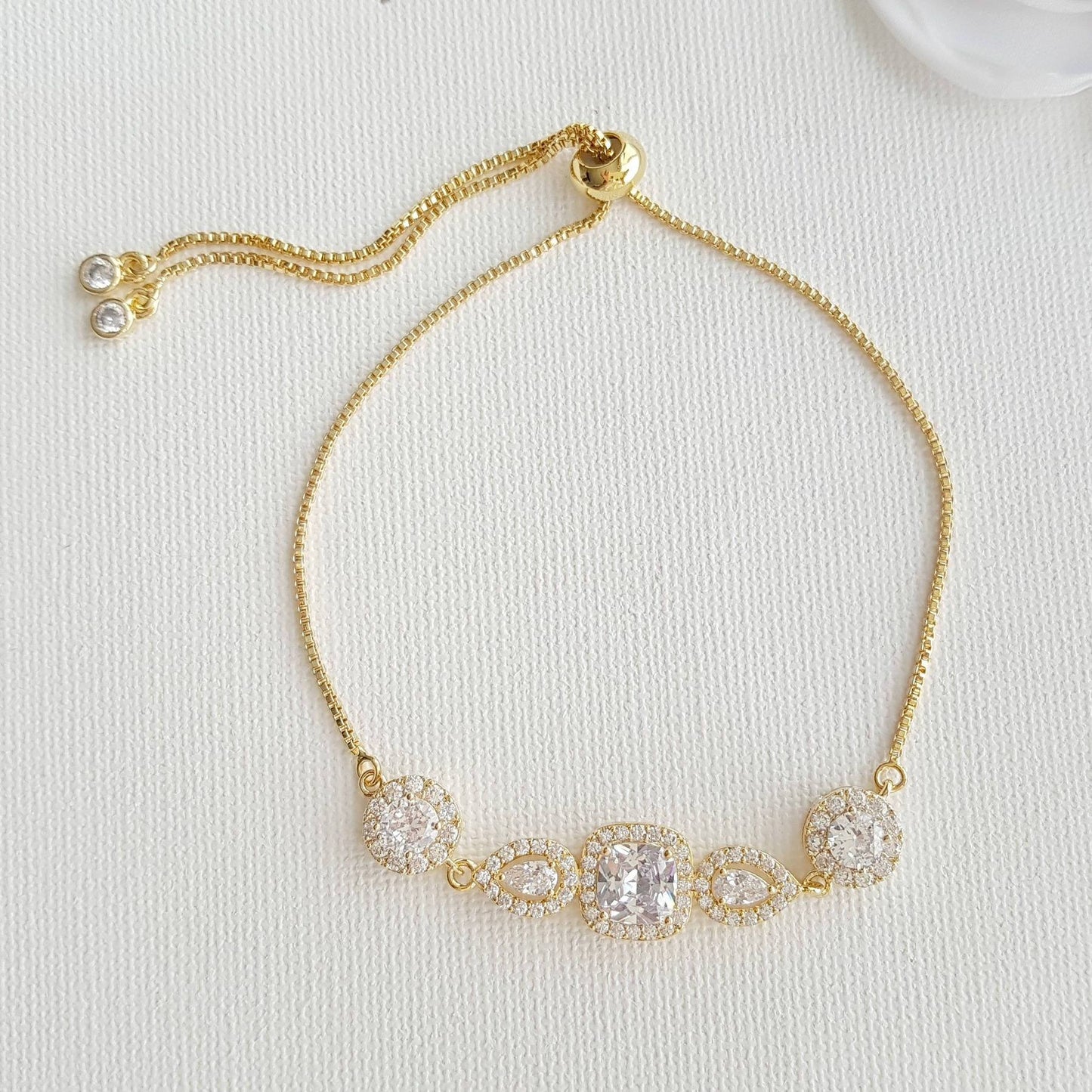 Gold & Crystal Bridal Bracelet- Gianna - PoetryDesigns