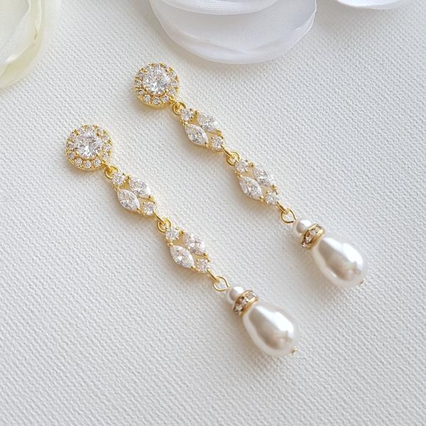 Gold Clip On Pearl Earrings 