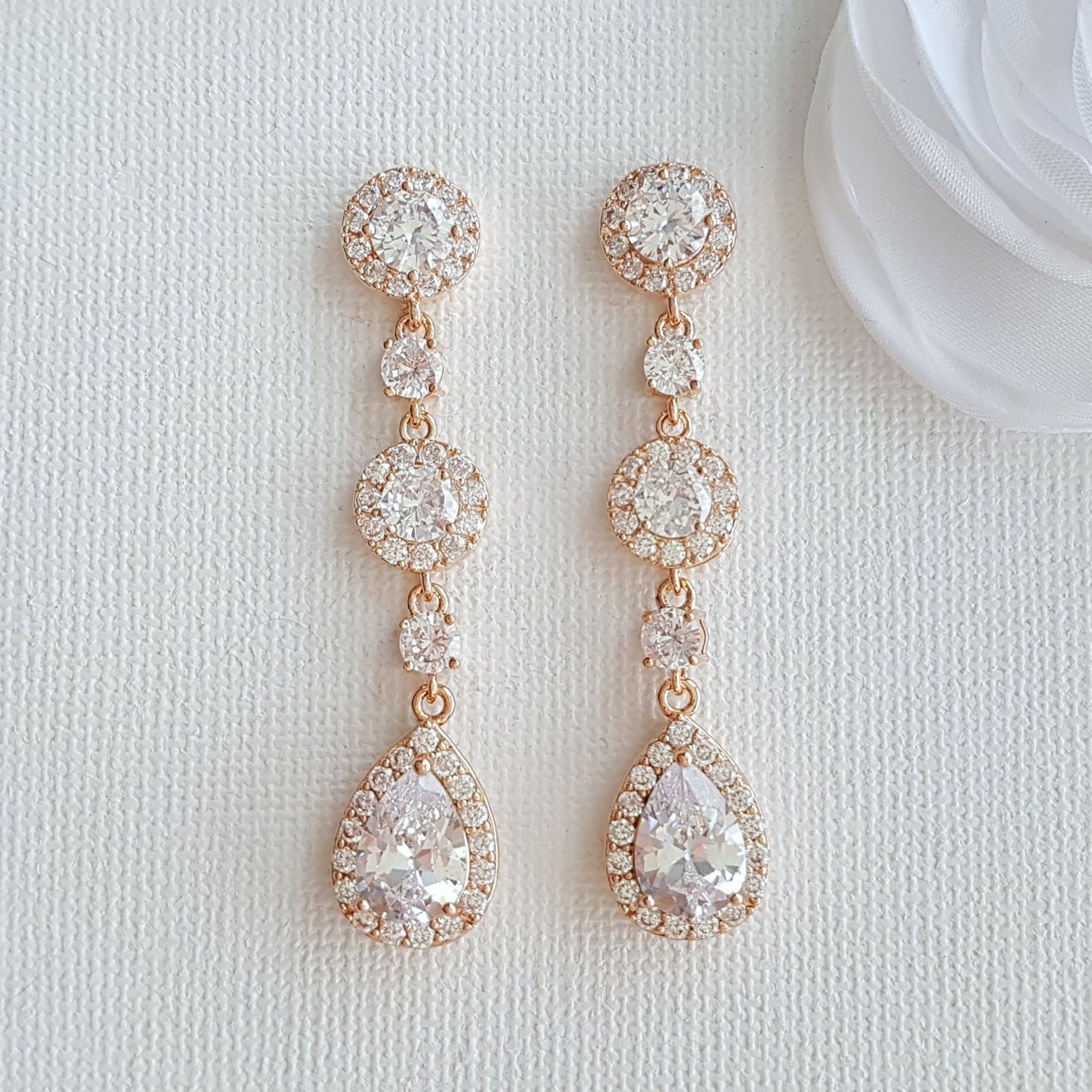 Clip On Bridal Earrings in Rose gold