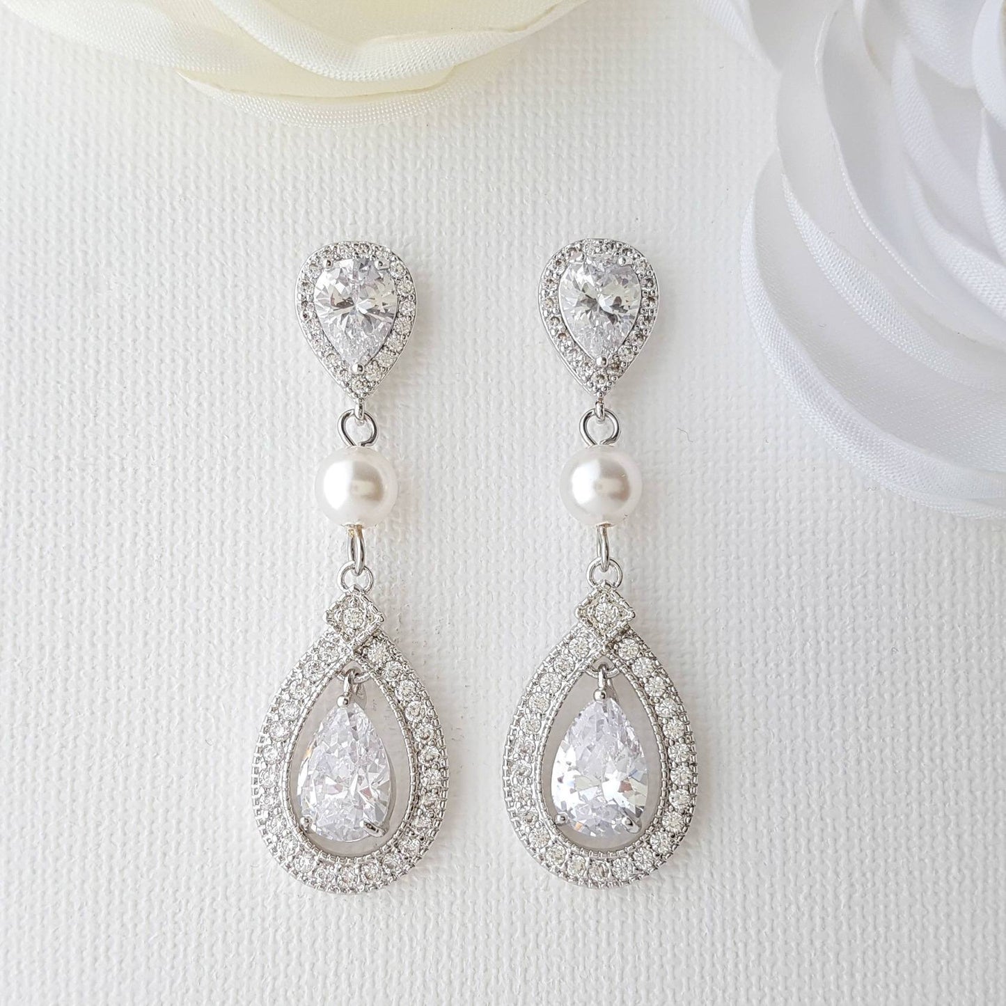 Clip On Wedding Earrings-Sarah - PoetryDesigns