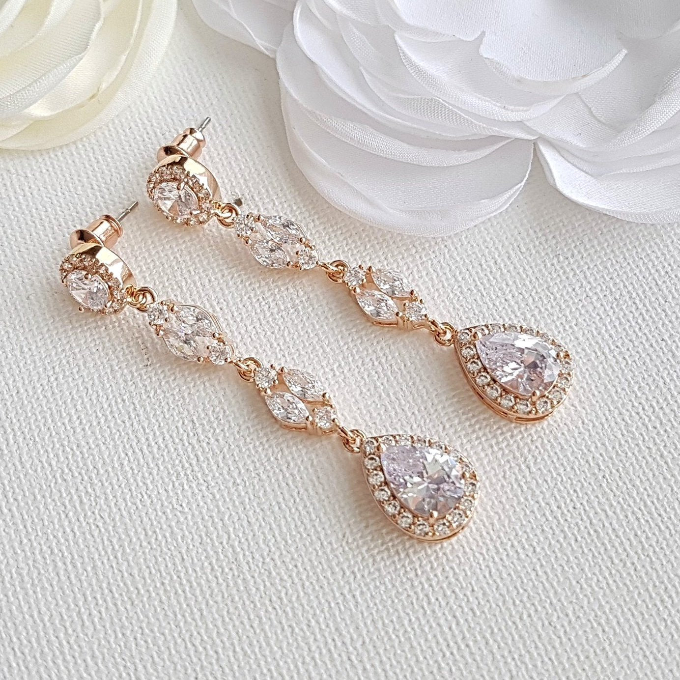 Long Crystal Earrings-Hayley